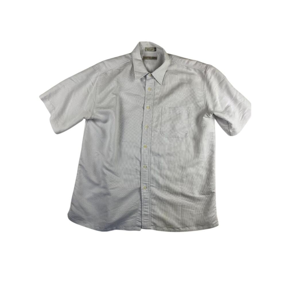 Eighty Eight USA Men's Short Sleeve Button Up Shirt XL  White Gray Striped